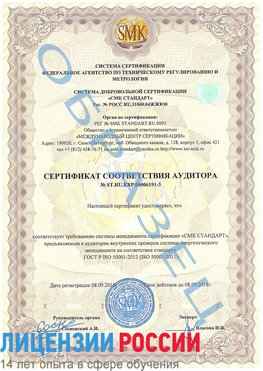 Образец сертификата соответствия аудитора №ST.RU.EXP.00006191-3 Орск Сертификат ISO 50001